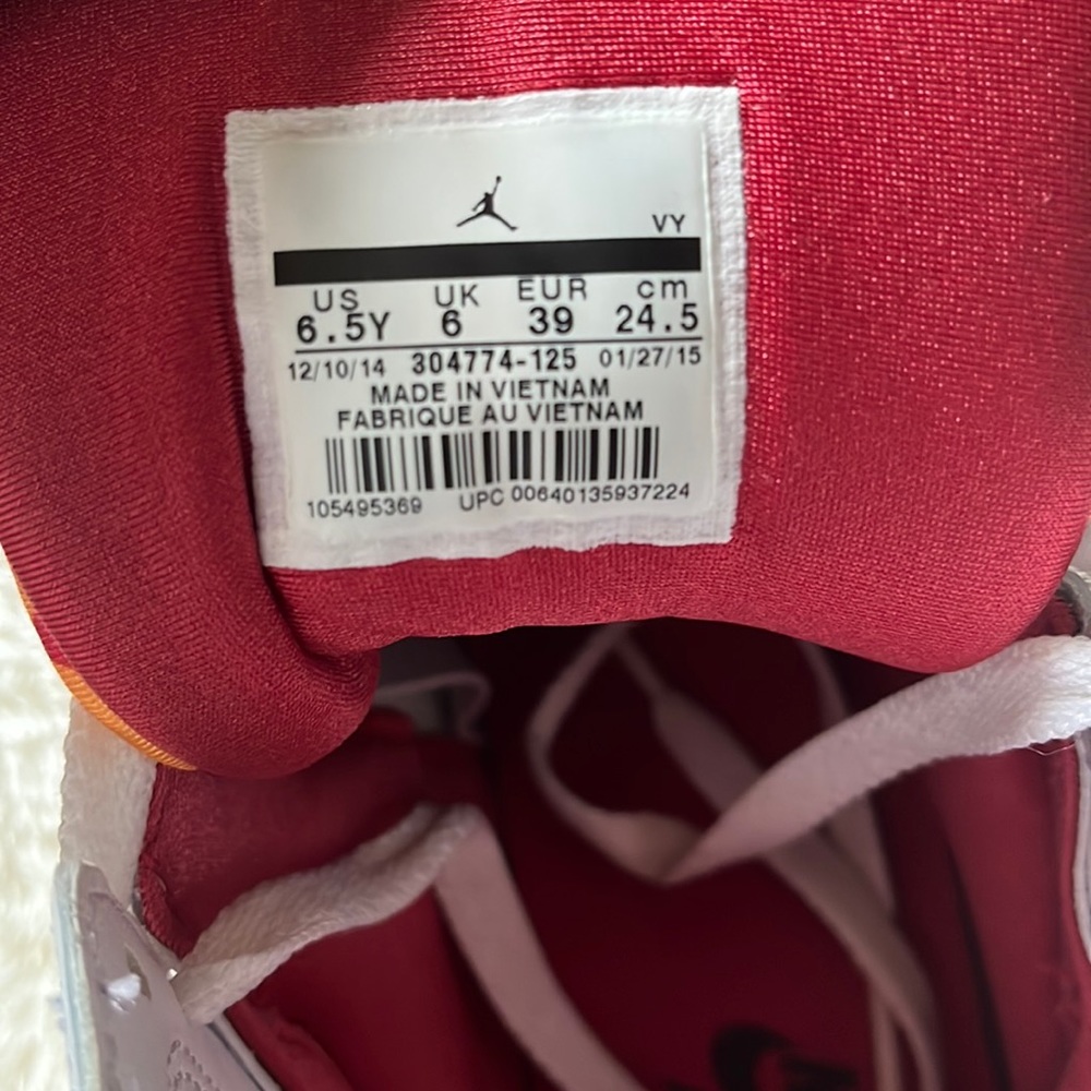 Air Jordan 7 retro BG white red size 6.5y - Picture 4 of 7